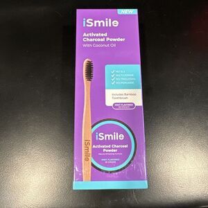 iSmile Activated Charcoal Natural Teeth Whitening Powder with Bamboo Toothbrush‎